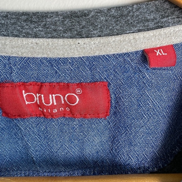 Bruno Milano Men's Gray/Black Streaked Short Sleeve Basic Casual T-shirt Size XL - Picture 2 of 11